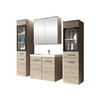 BADMÖBEL-SET Madrit II mit weißer LED Beleuchtung - Silberfarben/Naturfarben, Holzwerkstoff/Kunststoff (132/132/30cm) - MIRJAN24