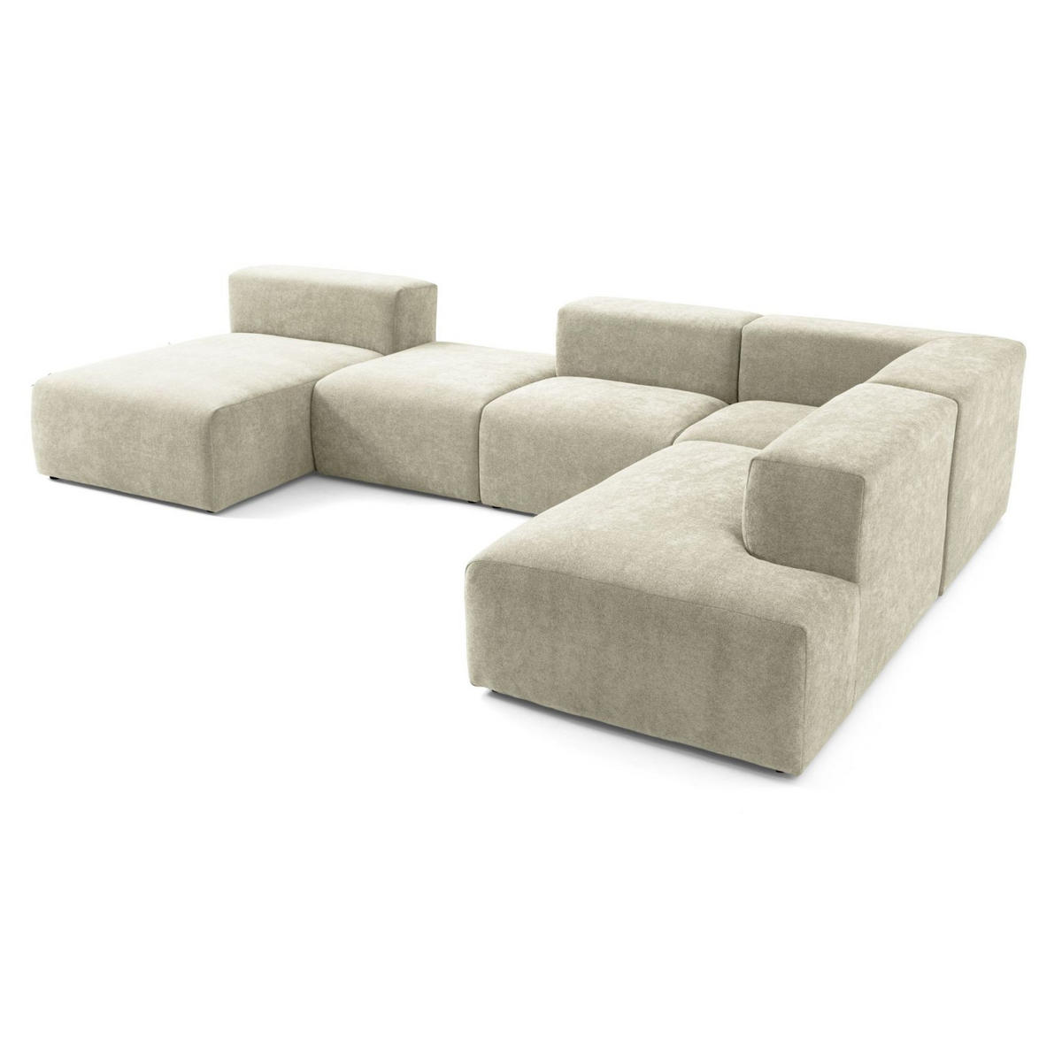 5-SITZER modulares Wohnlandschaft U XXL HEAVEN SET 6 Rechts, Breite 375 cm Webstoff Olivgrün - Schwarz/Olivgrün, Holz/Kunststoff (245/73/375cm) - Muffo