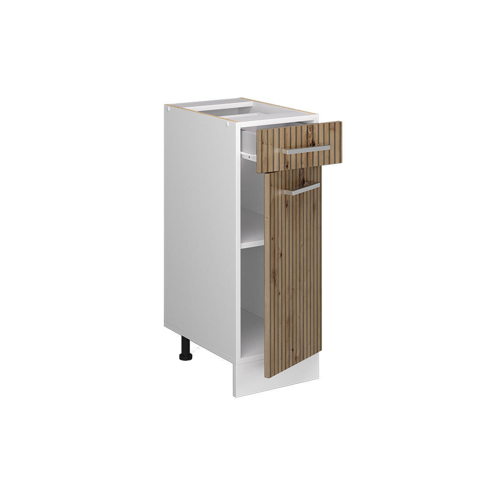 KÜCHENUNTERSCHRANK R-Line Artisan-Eiche 30 cm ohne AP - Weiß/Eiche Artisan, Holzwerkstoff (30/81.6/46cm) - Vicco