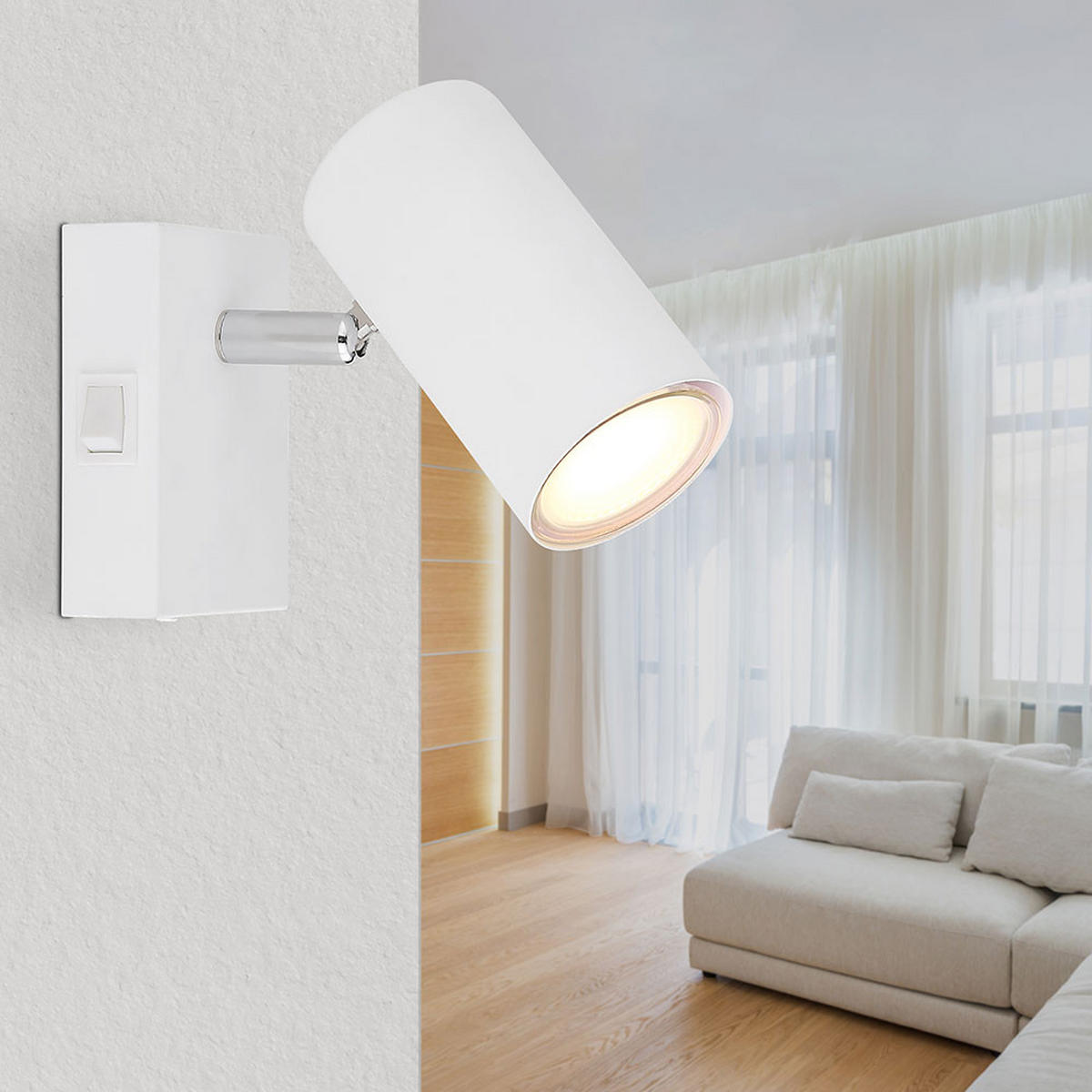 WANDLEUCHTE ROBBY verchromt Weiß - Weiß, Metall (7/10/12cm) - Globo Lighting