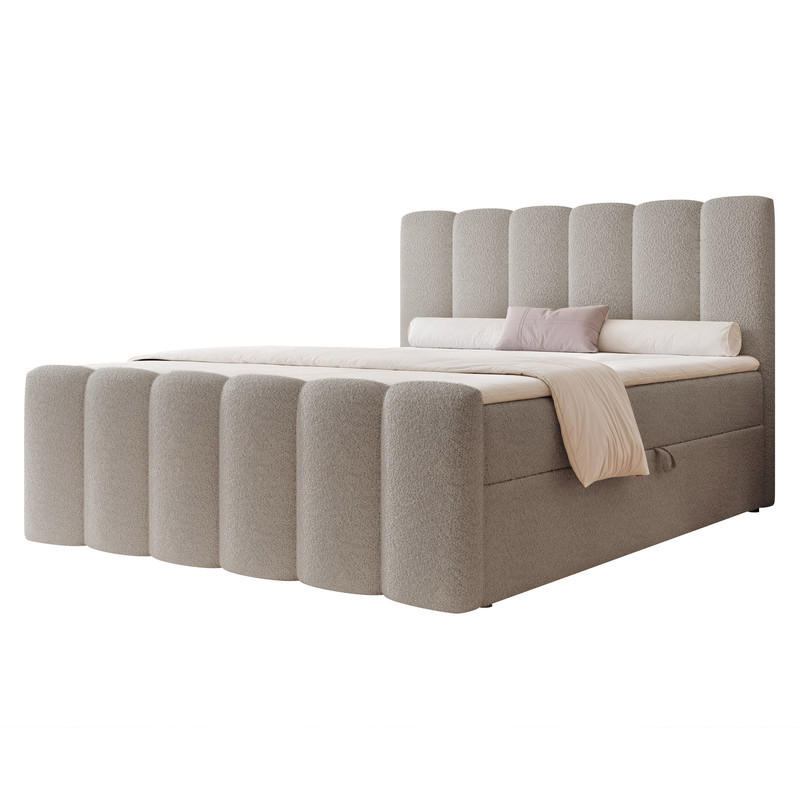 BOXBETT FERRERO 160/200 cm, in Grau, mit Matratze - Grau, Textil (160/200cm) - Idohome