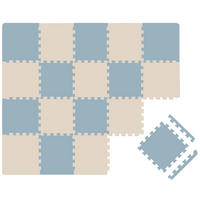 SPIELMATTE ab Null - 180/90/1 cm Puzzlematte mit Rand Graublau Beige - Grau, Kunststoff (30/30cm) - Littletom