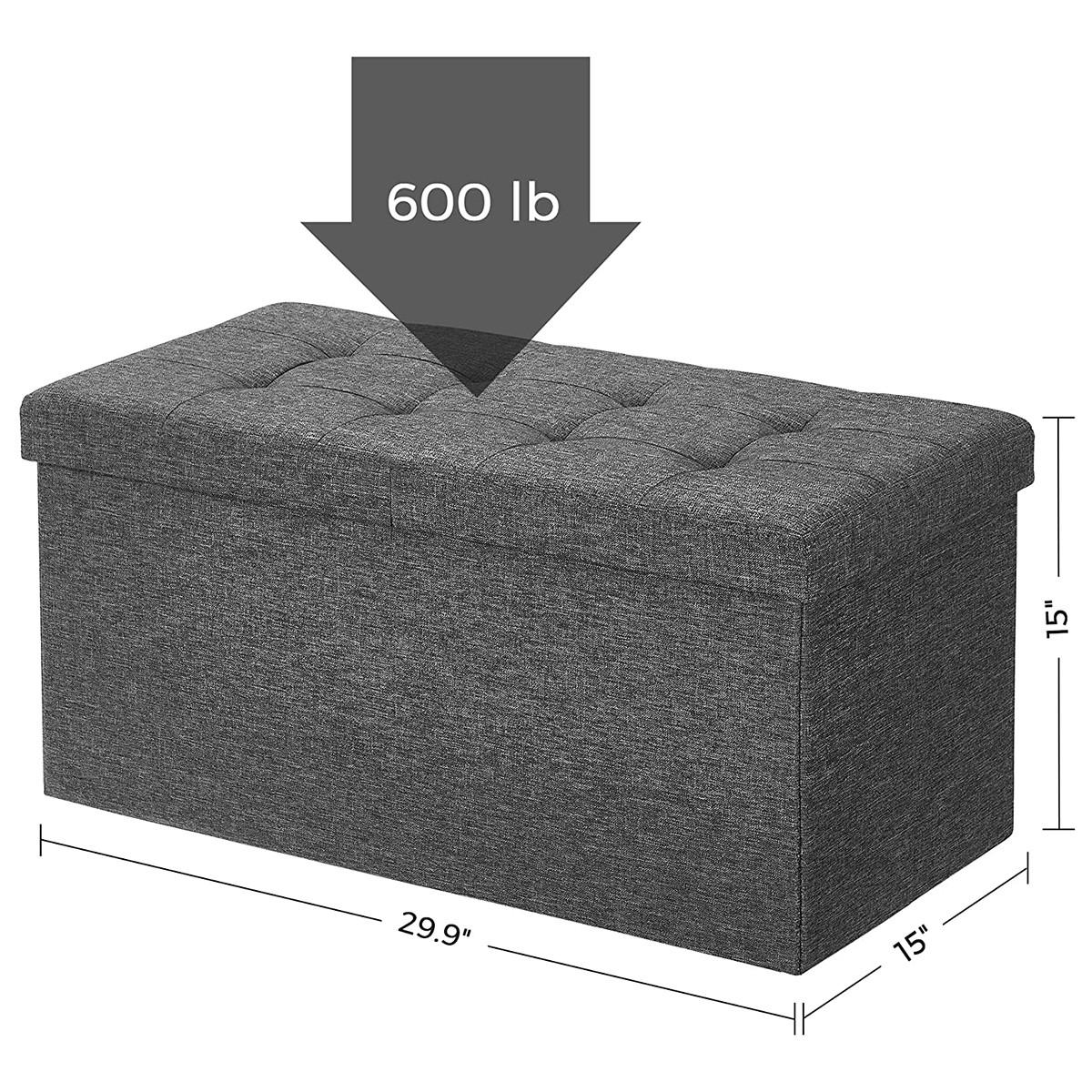 SITZBOX mit Deckel, von zwei Seiten faltbar - L76 cm - Grau, Holzwerkstoff (38/38/76cm) - Calicosy