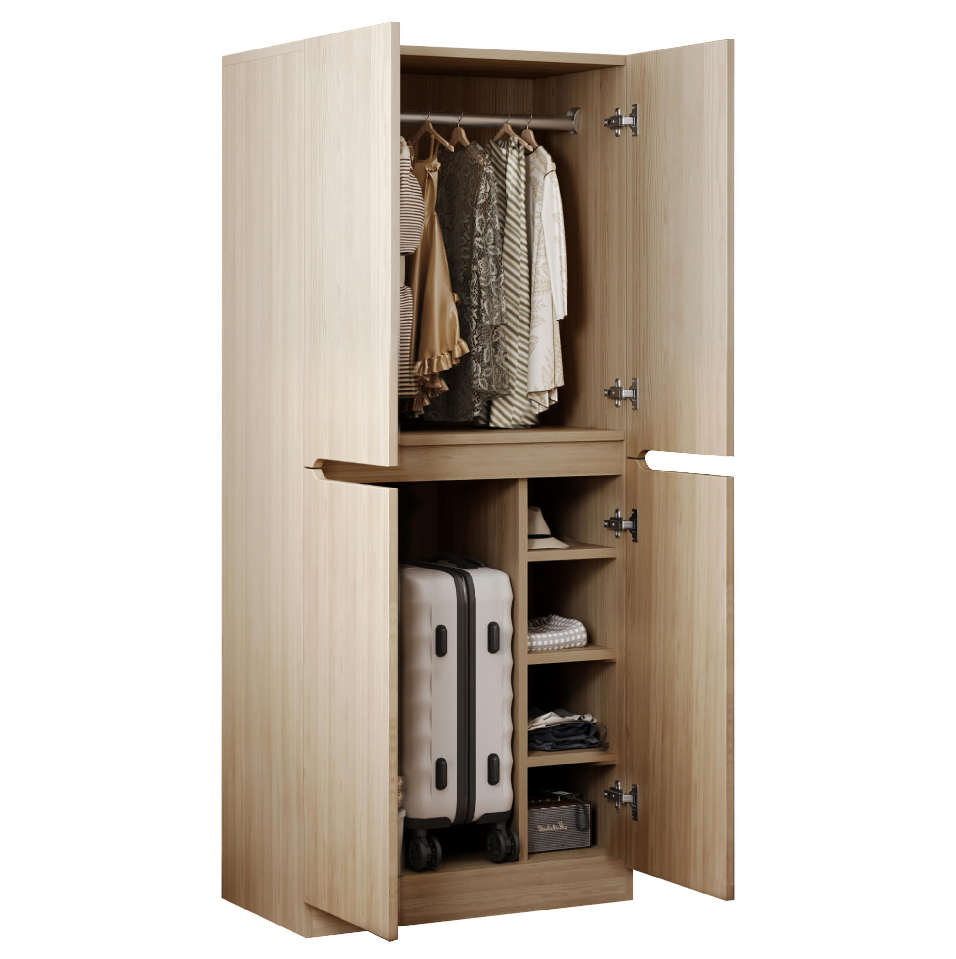 KLEIDERSCHRANK 70/170/40 cm Holzfarbe aus Holz mit Doppeltürdesign - Naturfarben, Holz (40/170/70cm) - OKMYHOME