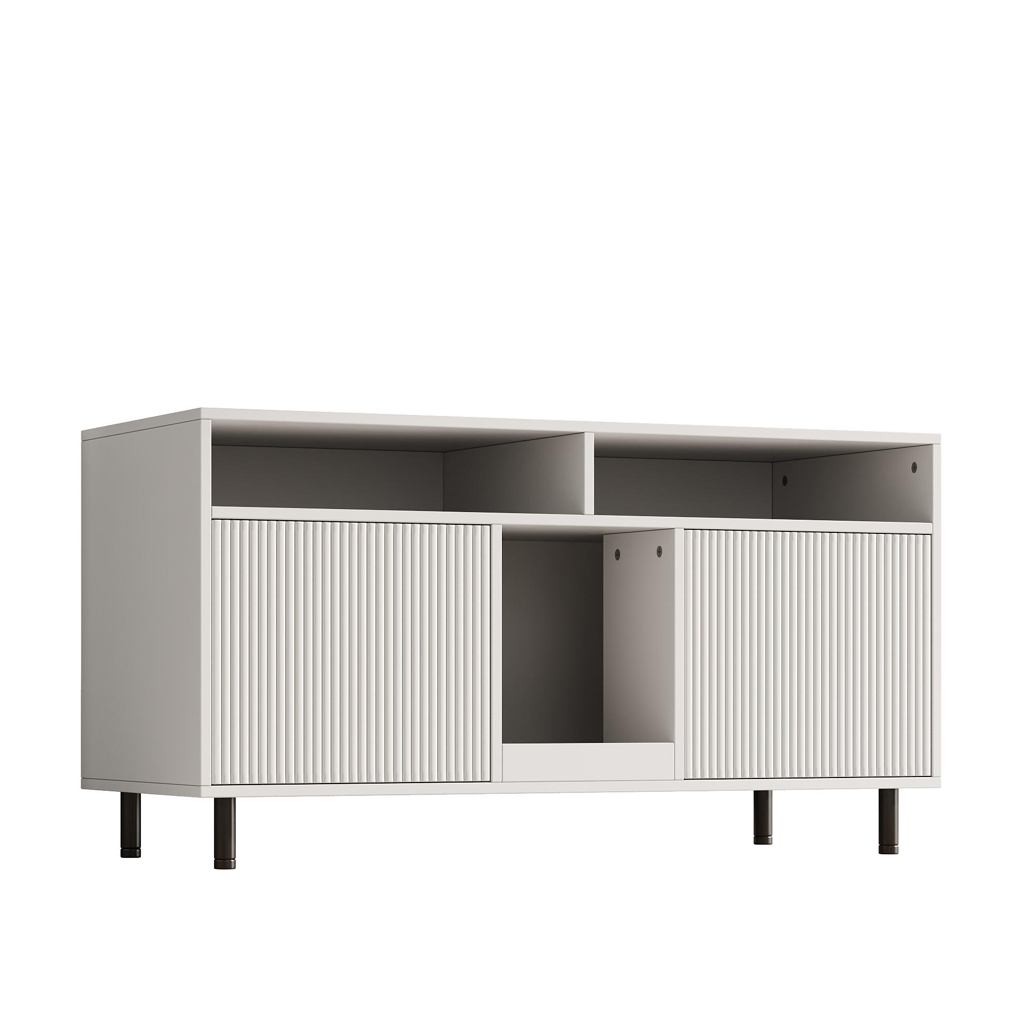 SIDEBOARD Weiß aus MDF 120×50×66cm als Katzentoiletten-Schrank mit Sandauffangmatte und Ablagefächern - Weiß, Holzwerkstoff (50/66/120cm) - Luhomfu