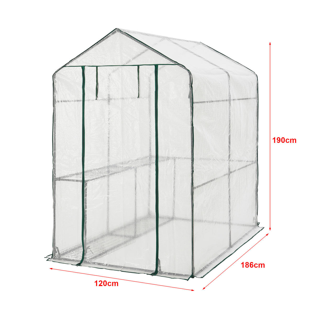 GEWÄCHSHAUS Oosterhout - Transparent/Weiß, Kunststoff (120/190/186cm) - [en.casa]