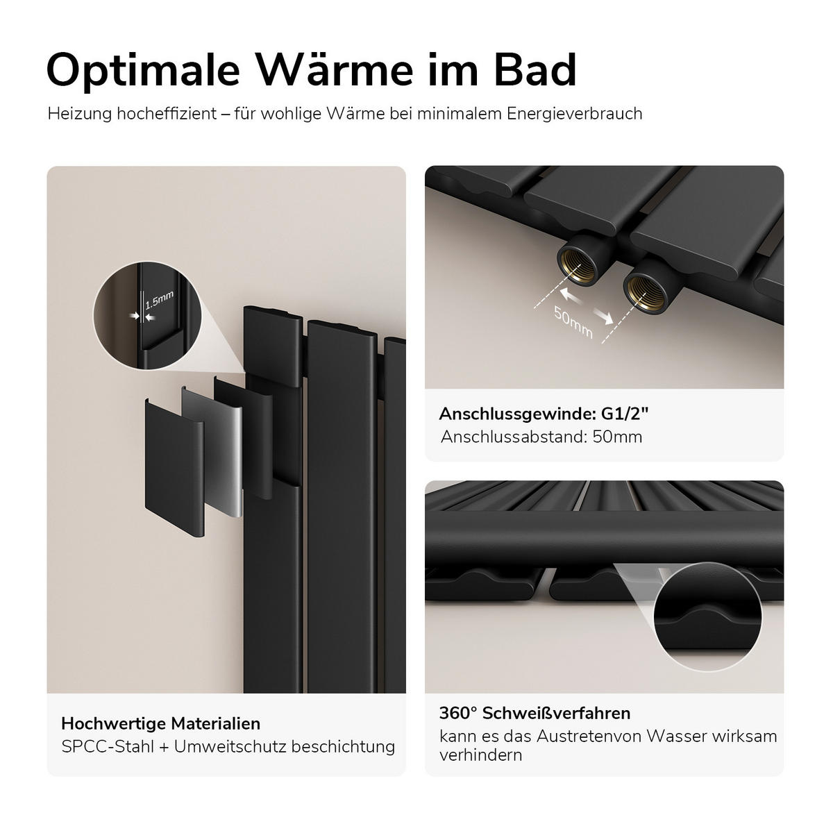 HEIZKÖRPER Vertikal Flach Einlagig Schwarz 90/30/5,2 cm - Schwarz, Metall (30/90/4.9cm) - EMKE