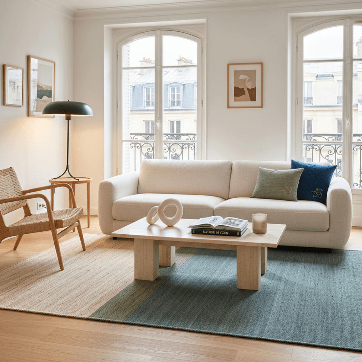 DESIGN-TEPPICH aus handgewebter Jute blau - Blau, Naturmaterialien (120/170cm) - AFK Living