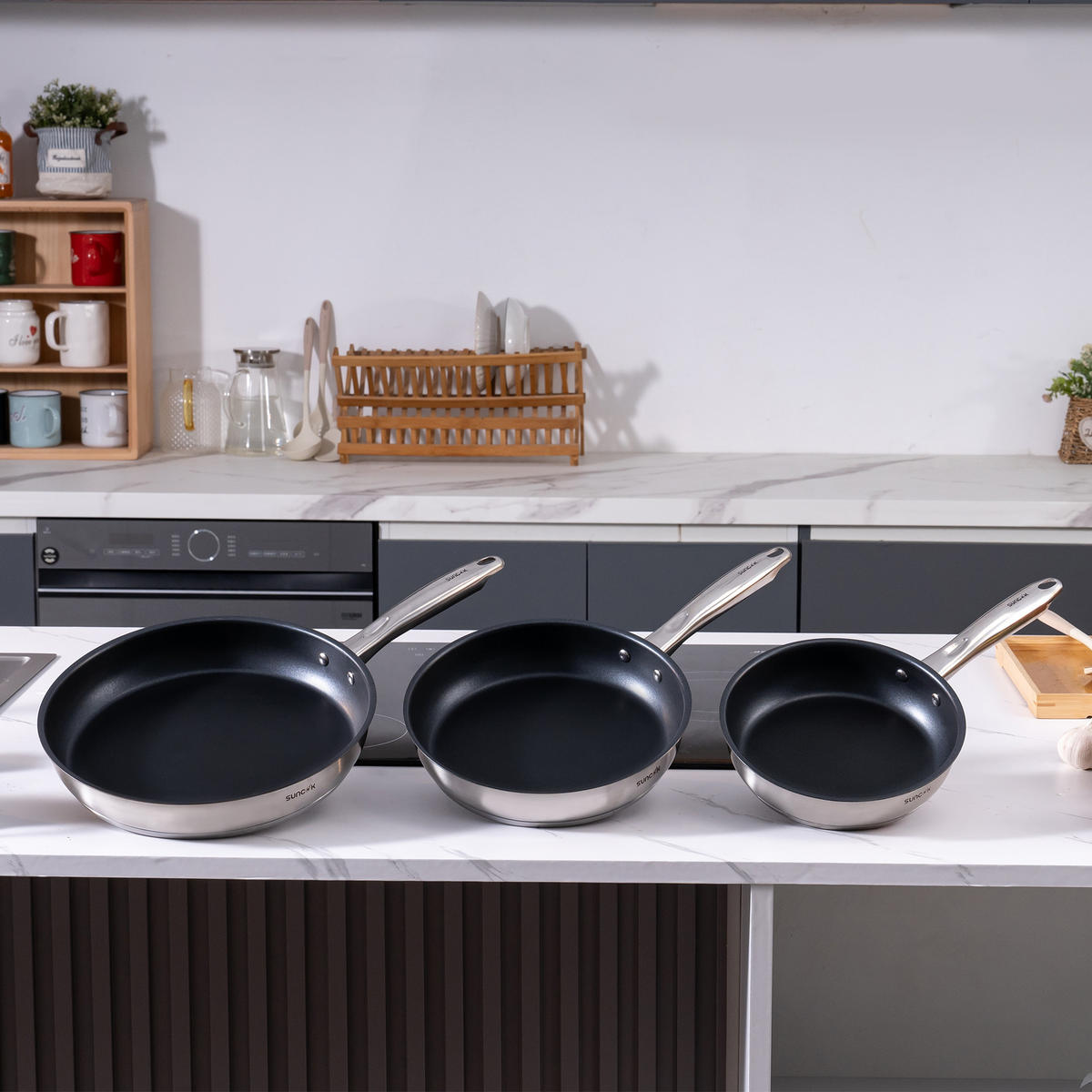 PFANNENSET PD1 Edelstahl 3-teilig - Silberfarben, Metall - SUNCOK