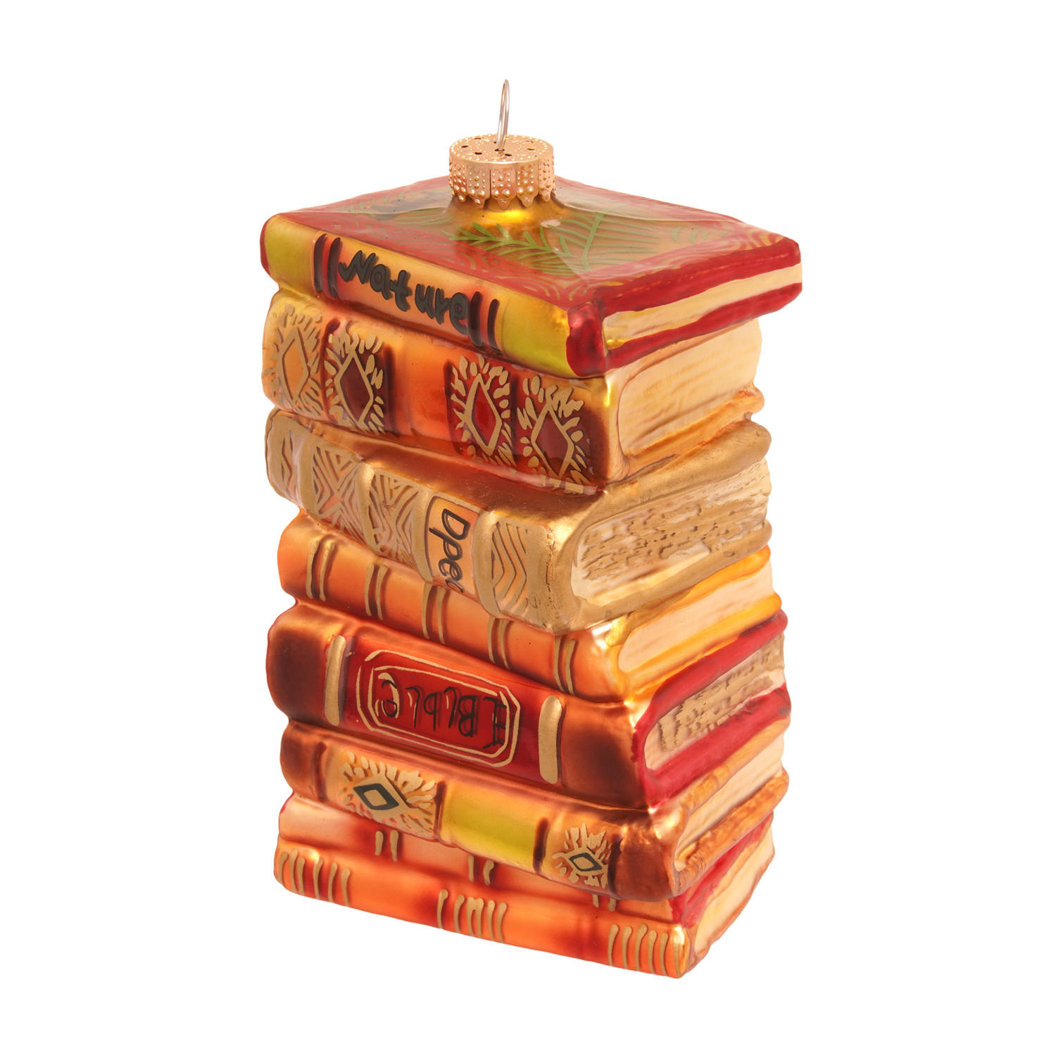 CHRISTBAUMSCHMUCK Antiker Bücherstapel Braun 12cm (Glas / 1 Stk.) - Braun, Glas (7/12/5cm) - Krebs Glas Lauscha