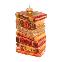 CHRISTBAUMSCHMUCK Antiker Bücherstapel Braun 12cm (Glas / 1 Stk.) - Braun, Glas (7/12/5cm) - Krebs Glas Lauscha