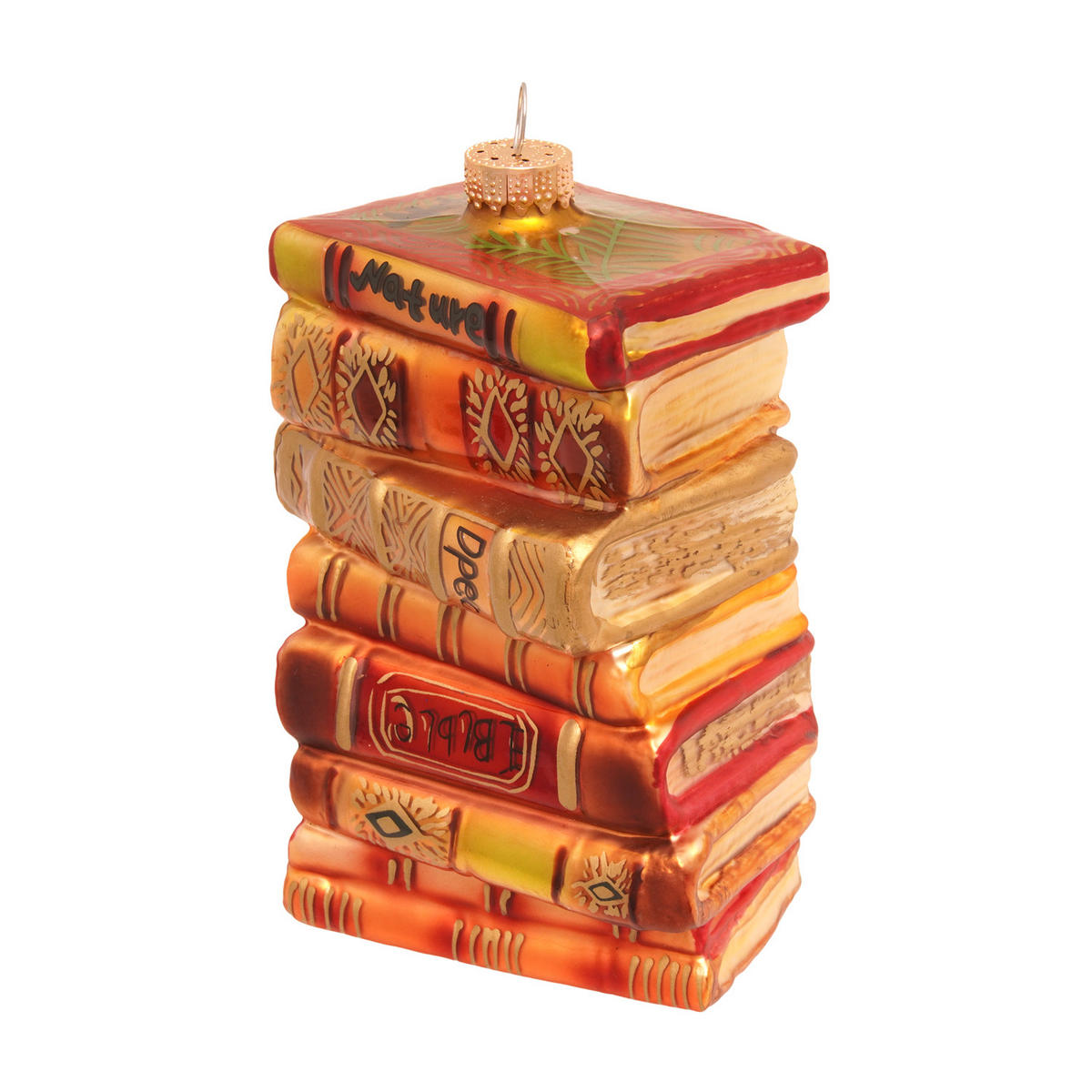 CHRISTBAUMSCHMUCK Antiker Bücherstapel Braun 12cm (Glas / 1 Stk.) - Braun, Glas (7/12/5cm) - Krebs Glas Lauscha