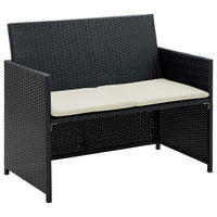 2-SITZER-GARTENSOFA Mit Polstern Schwarz Poly Rattan - Schwarz, Kunststoff (100/85/56cm) - vidaXL