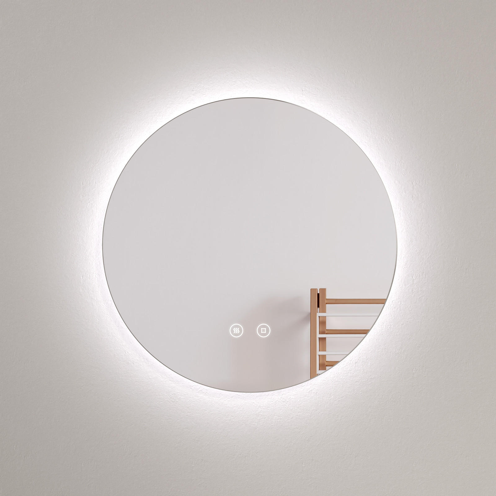 BADSPIEGEL rund mit Beleuchtung rahmenlos Ø50 cm - Weiß, Glas (50/3.5/50cm) - EMKE