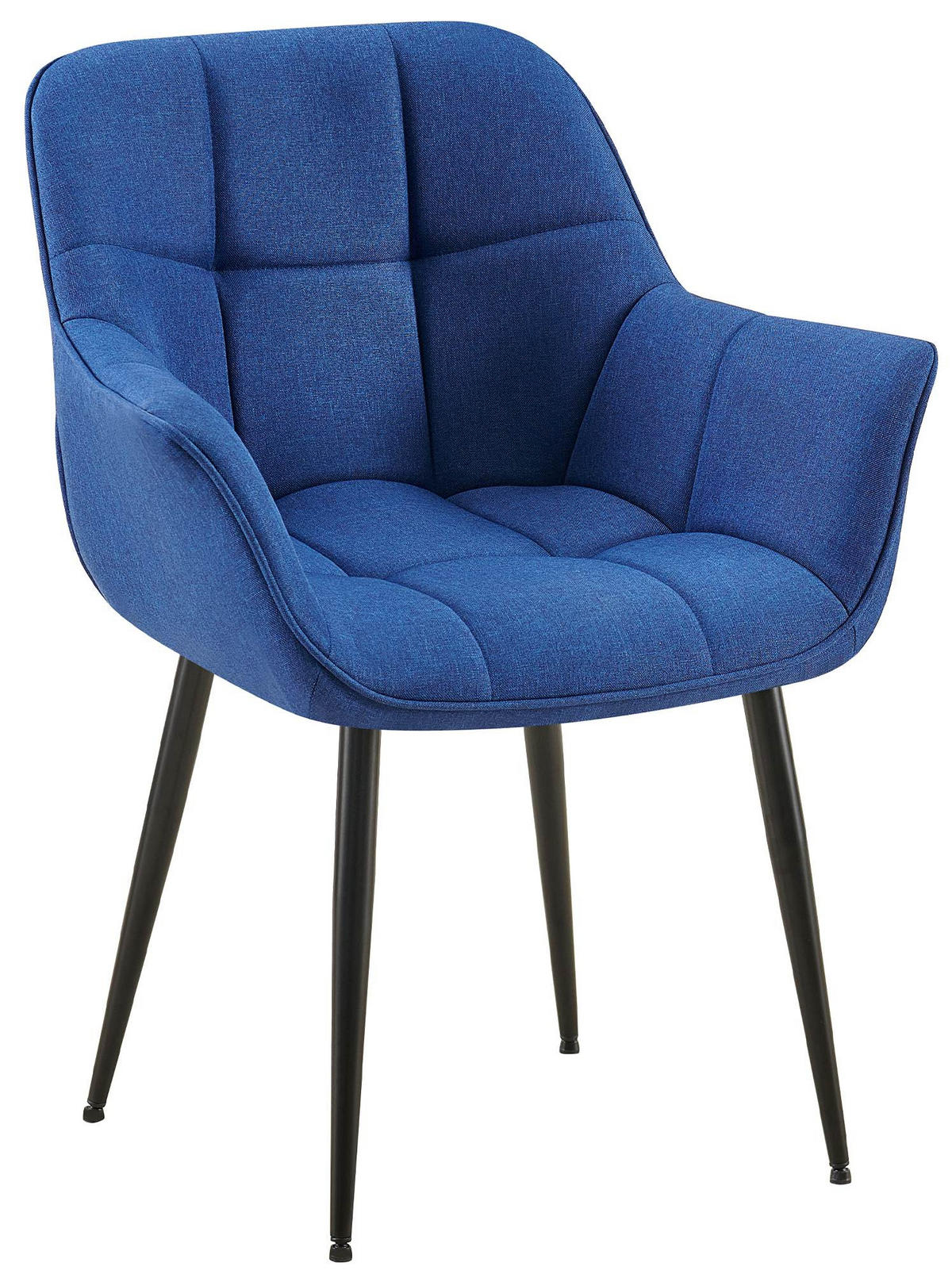 ARMLEHNENSTUHL Stoff blau - Blau/Schwarz, Textil/Metall (65/85/58cm) - CLP