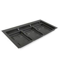 BASIS für Recyclingbehälter für Küchenschublade, 3 Fächer, Modul 900mm, Kunststoff anthrazitgrau - Anthrazit, Kunststoff (52.5/7/86cm) - EMUCA