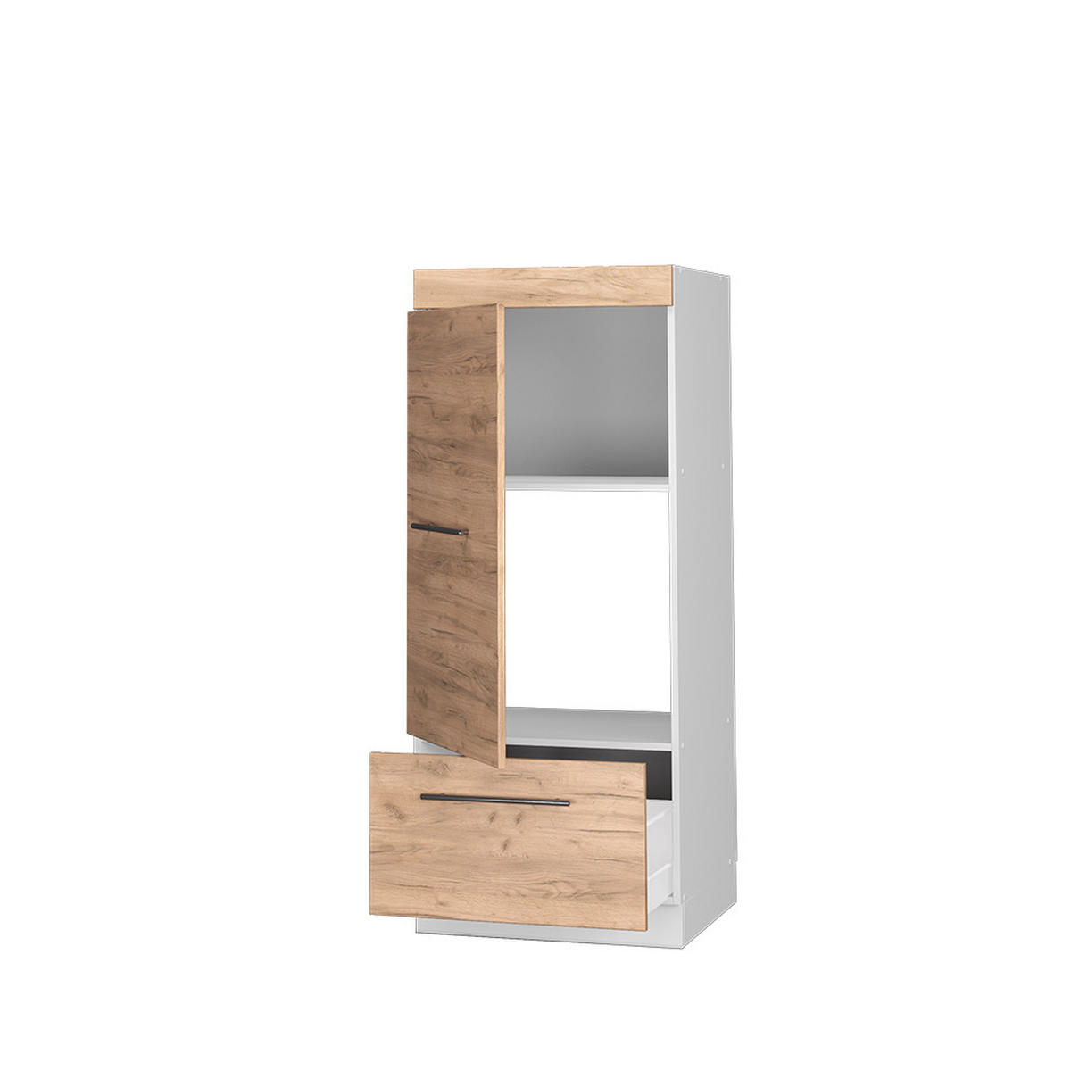 MIKROWELLENSCHRANK Fame-Line Goldkraft Eiche 60 cm - Eiche Wotan/Weiß, Holzwerkstoff (60/153.6/58.1cm) - Vicco