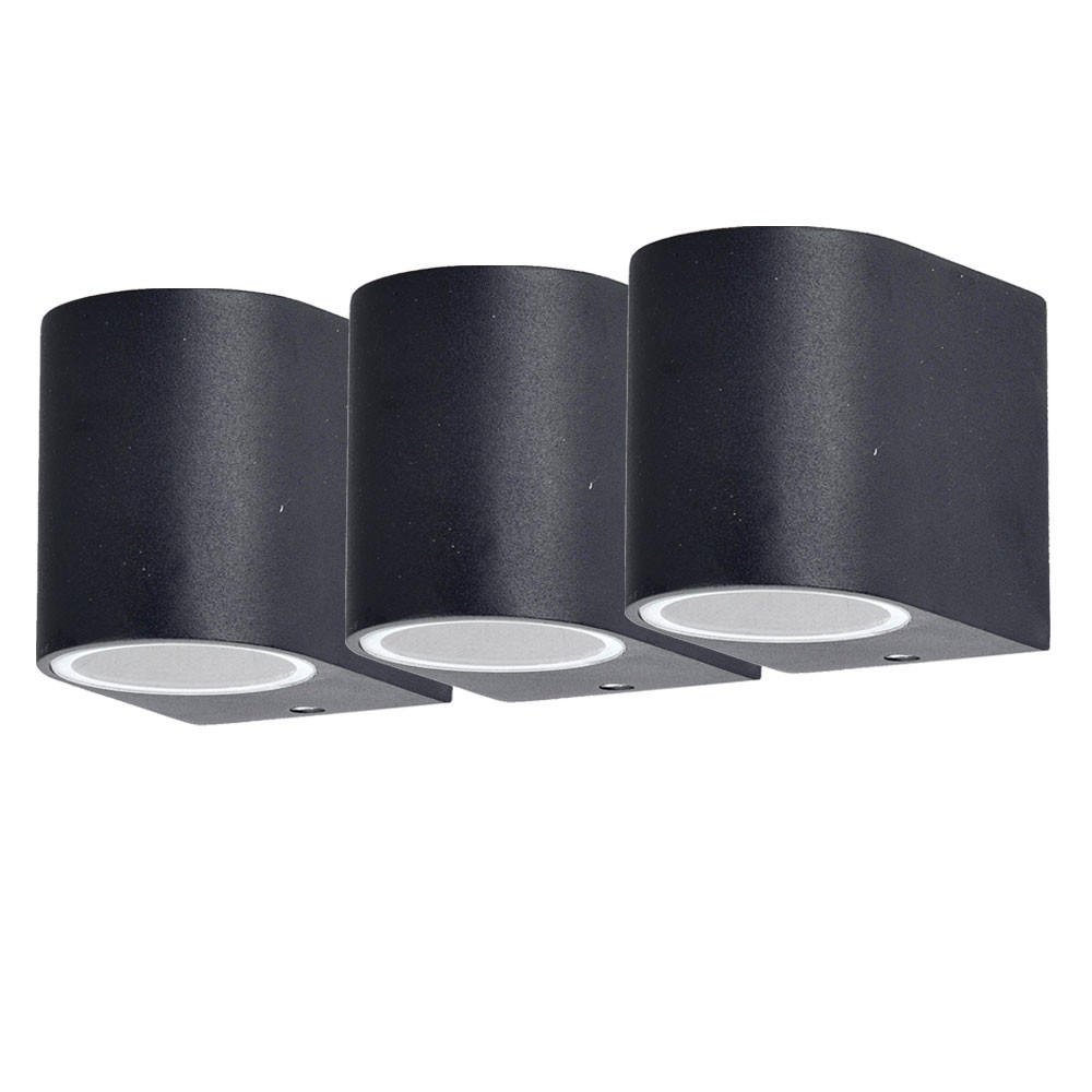 LED AUSSEN-WANDLEUCHTE Aluminium Schwarz 3-tlg. - Schwarz, Glas (7/8/9.4cm)