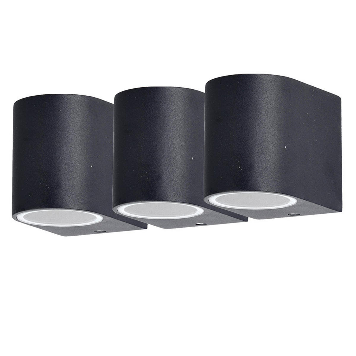 LED AUSSEN-WANDLEUCHTE Aluminium Schwarz 3-tlg. - Schwarz, Glas (7/8/9.4cm)