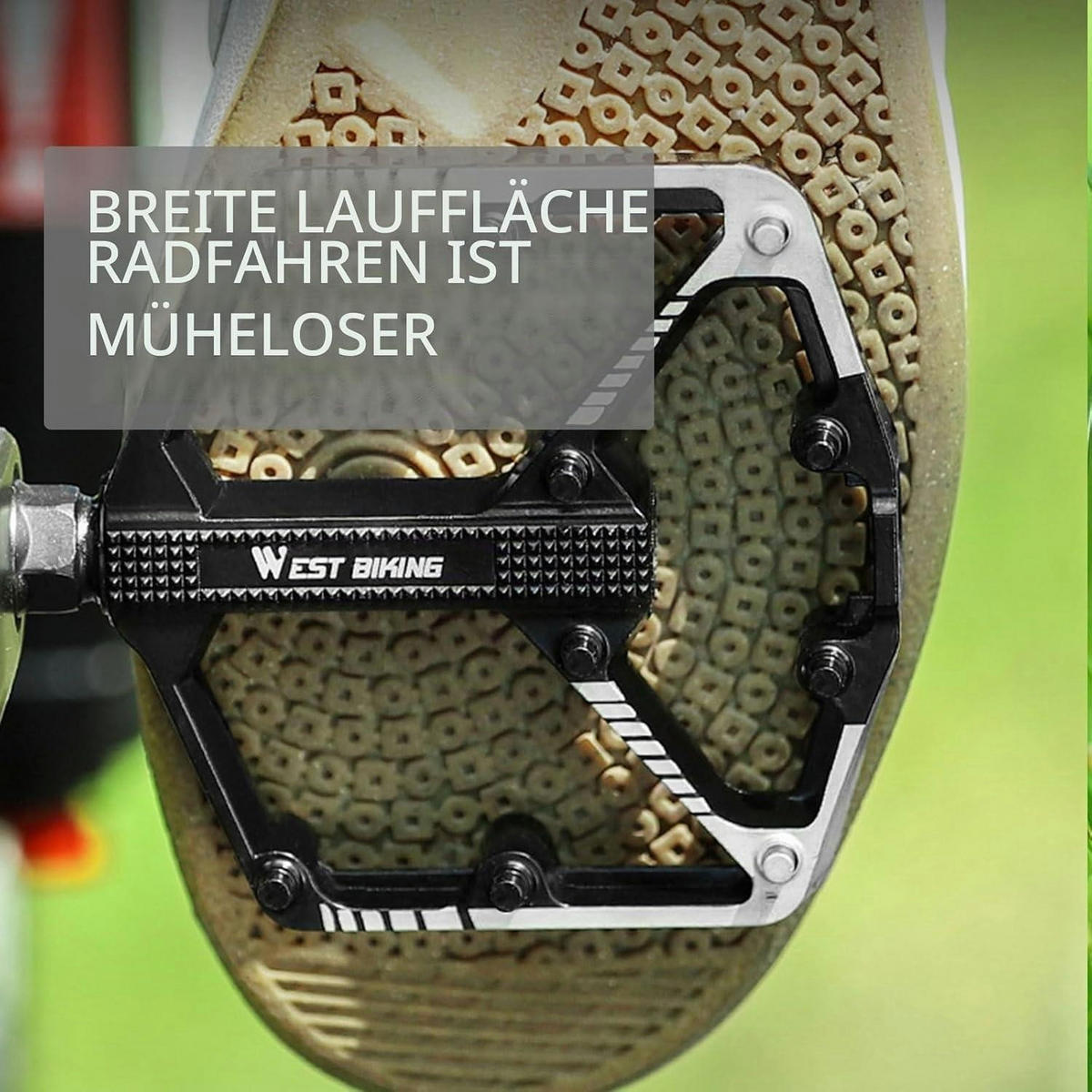 FAHRRADPEDALE Aluminiumlegierung Plattform Schwarz 3-Lager Cr-Mo Stahlachse rutschfest - Schwarz, Metall (13.2/1.5/23cm)
