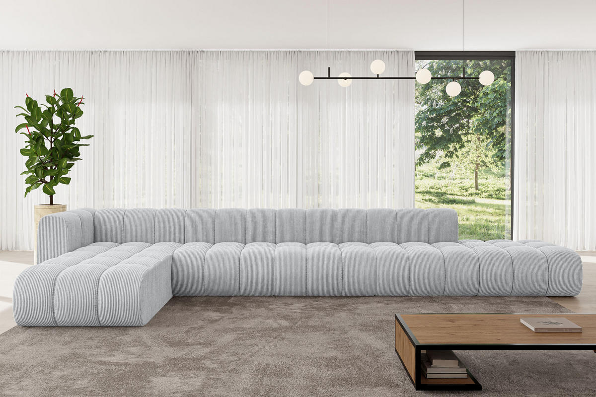 ECKSOFA modulares Sofa Zuvon-L3 - 478x177x70 cm Grau - Grau, Holzwerkstoff/Textil (478/177cm) - ALTDECOR