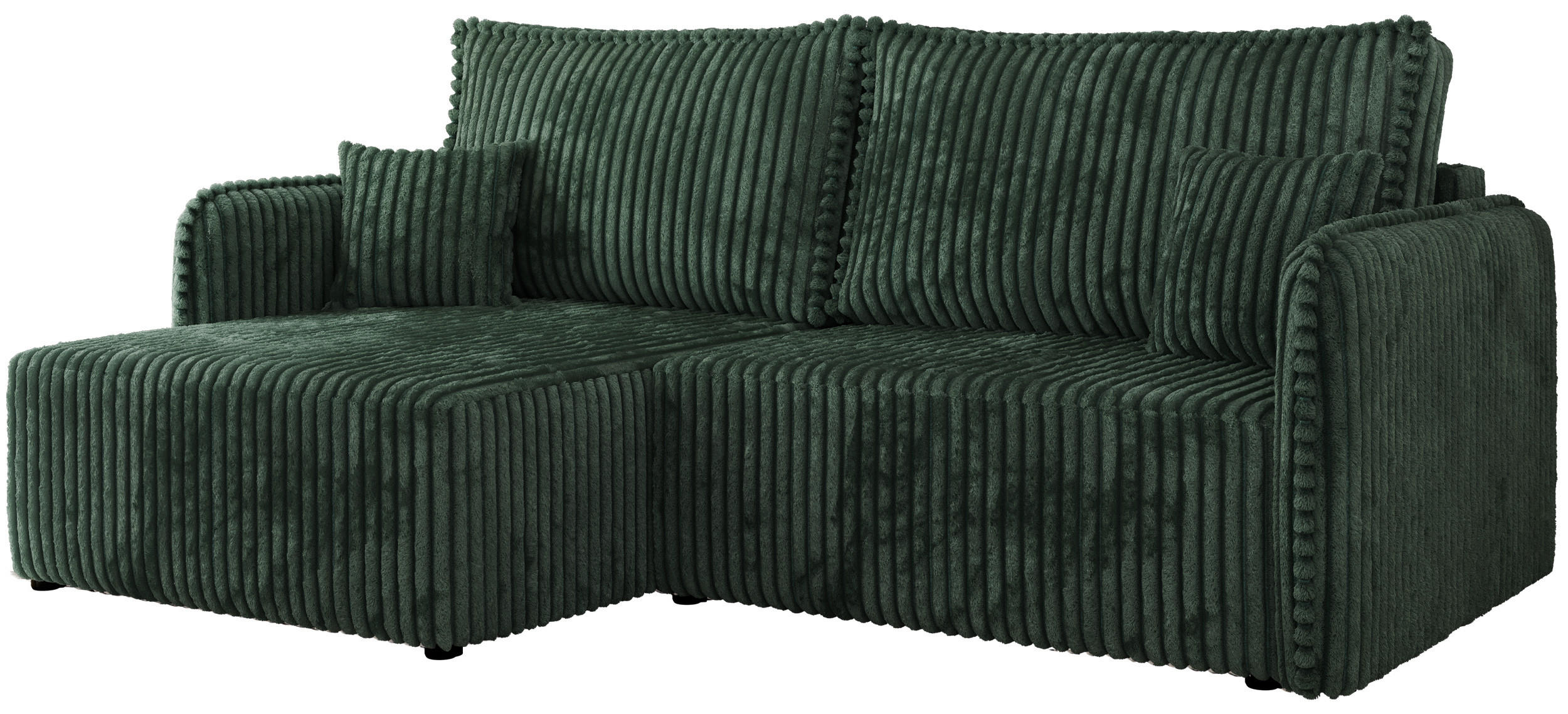 ECKSCHLAFSOFA MESTO L Grün Cord - links - Schwarz/Grün, Kunststoff/Textil (227/147cm) - MKS