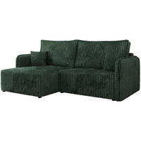 ECKSCHLAFSOFA MESTO L Grün Cord - links - Schwarz/Grün, Kunststoff/Textil (227/147cm) - MKS