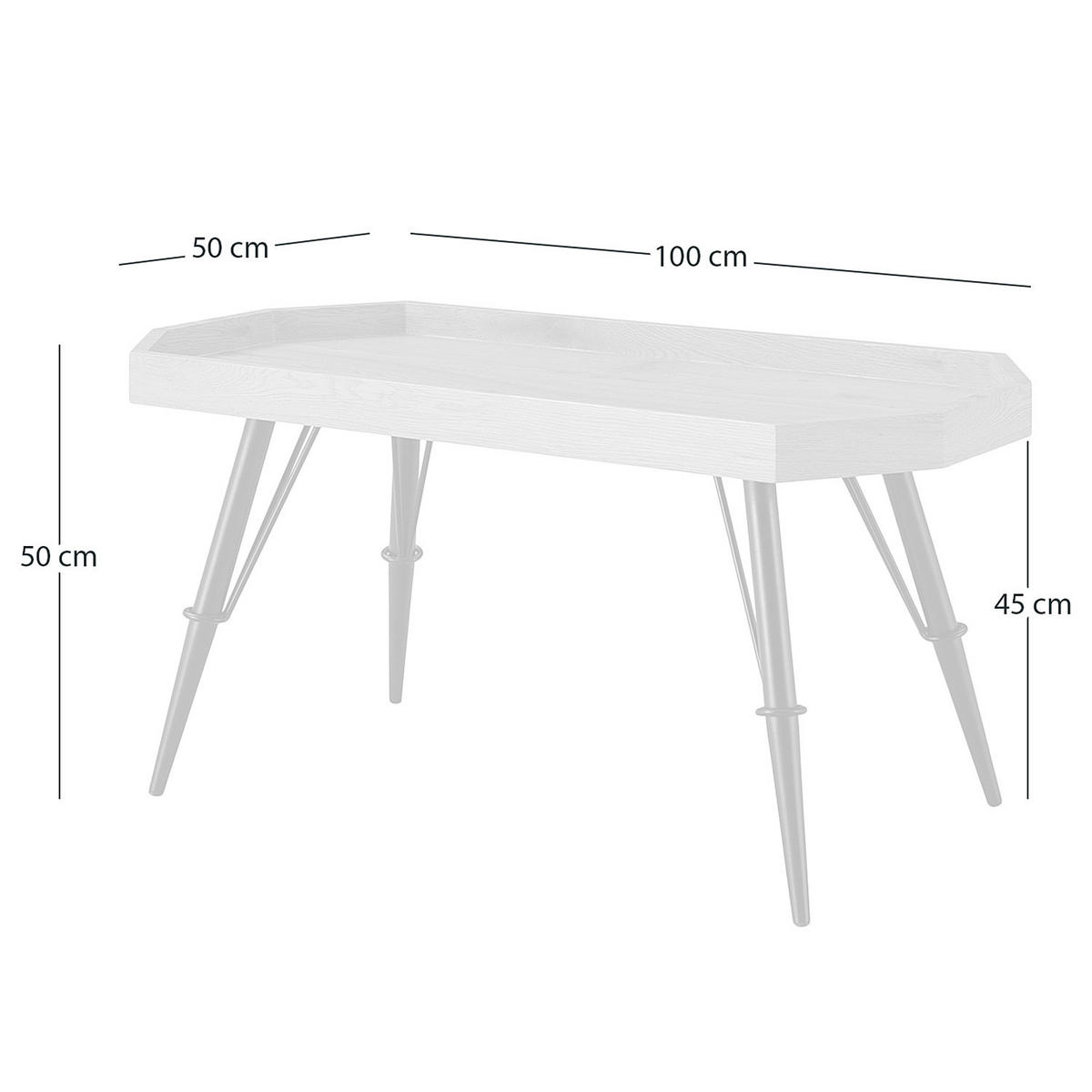 COUCHTISCH - Holzwerkstoff / Metall - Eichefarben/Schwarz, Holzwerkstoff/Metall (50/100/50cm) - home24