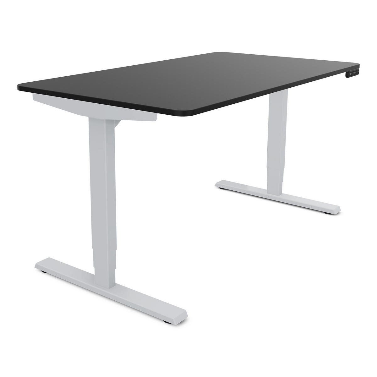 SCHREIBTISCH Elektrisch höhenverstellbarer Schreibtisch Y-Line Curved Schwarz Weißaluminium 140/70/62-127cm - Weiß Hochglanz/Silberfarben, Holzwerkstoff/Metall (70/140/127cm) - ASSMANN