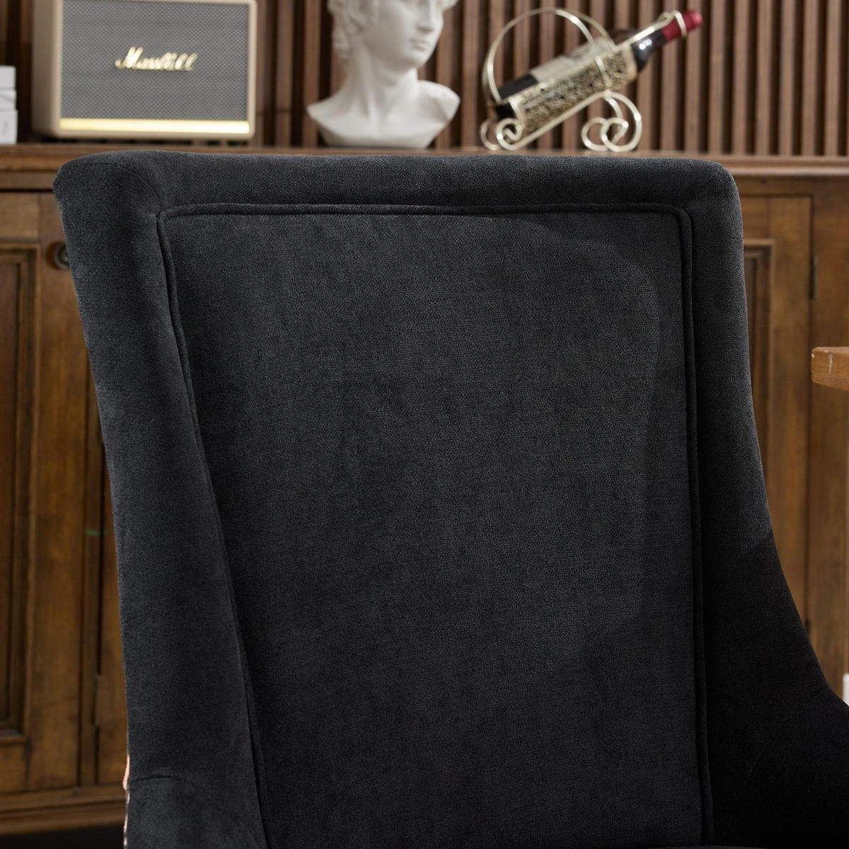 ESSZIMMERSTUHL 2er-Set mit hoher Rückenlehne Chenille Leopard - Schwarz, Holz (55/92.5/61cm) - Meubliv