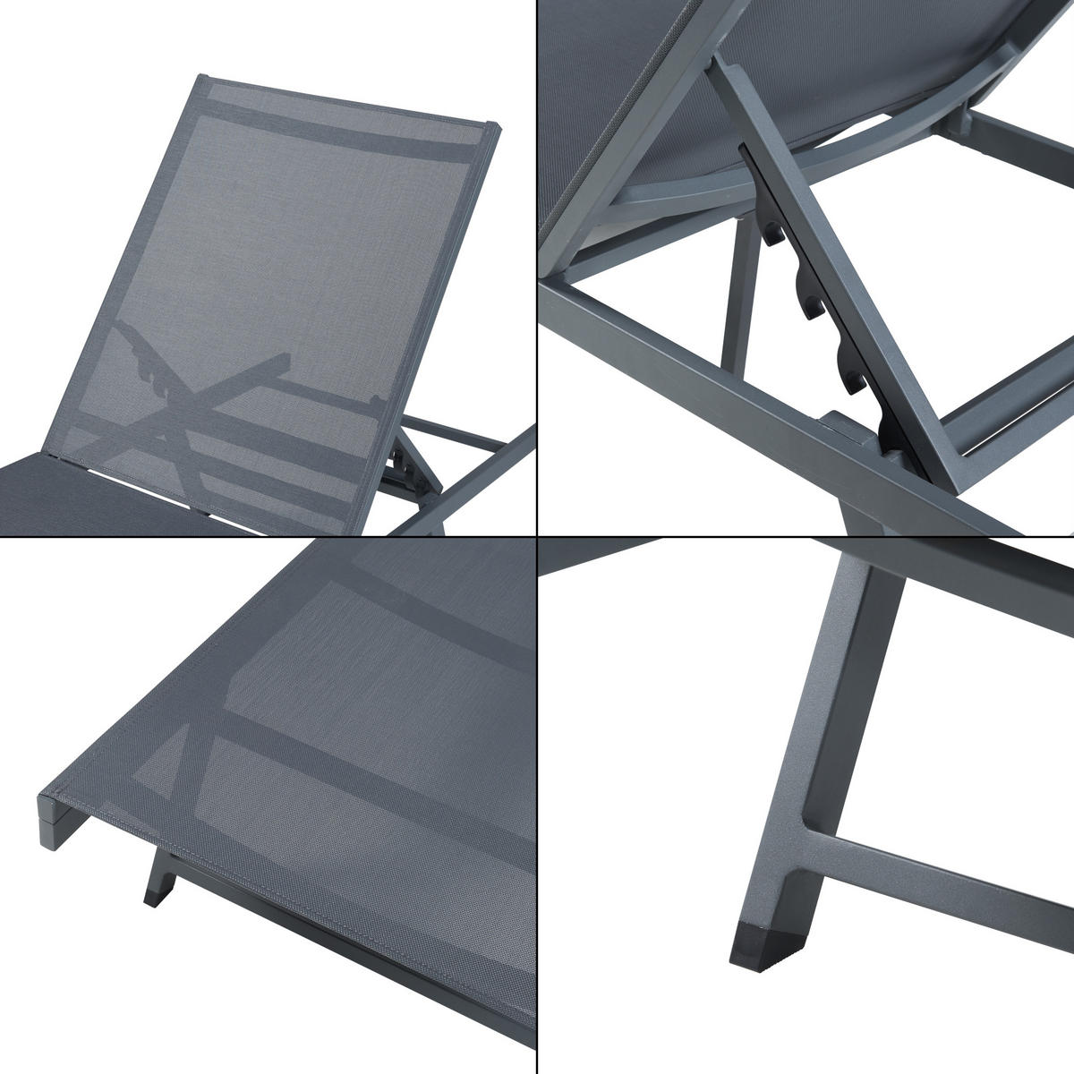 SONNENLIEGE Baragiano - Dunkelgrau, Textil/Metall (197/30/64cm) - casa.pro