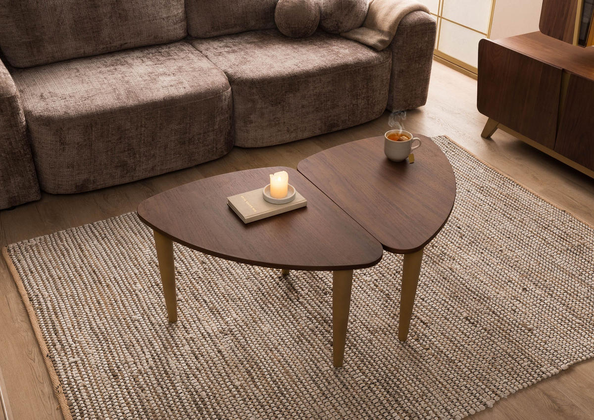 COUCHTISCH Nussbaum-Echtholzfurnier 120x70x45 braun lackiert BUTTERFLY #115 - Braun, Holz (120/70/45cm) - Massivmoebel24
