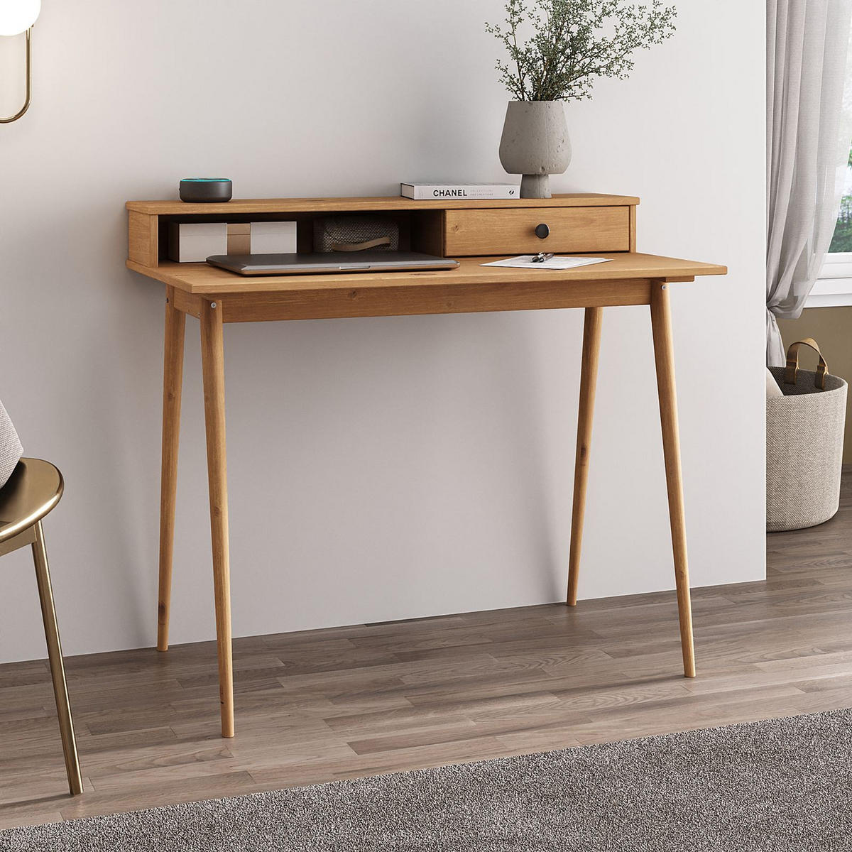 SCHREIBTISCH MALINA braun - Braun, Holz (54/100/86cm) - IDIMEX