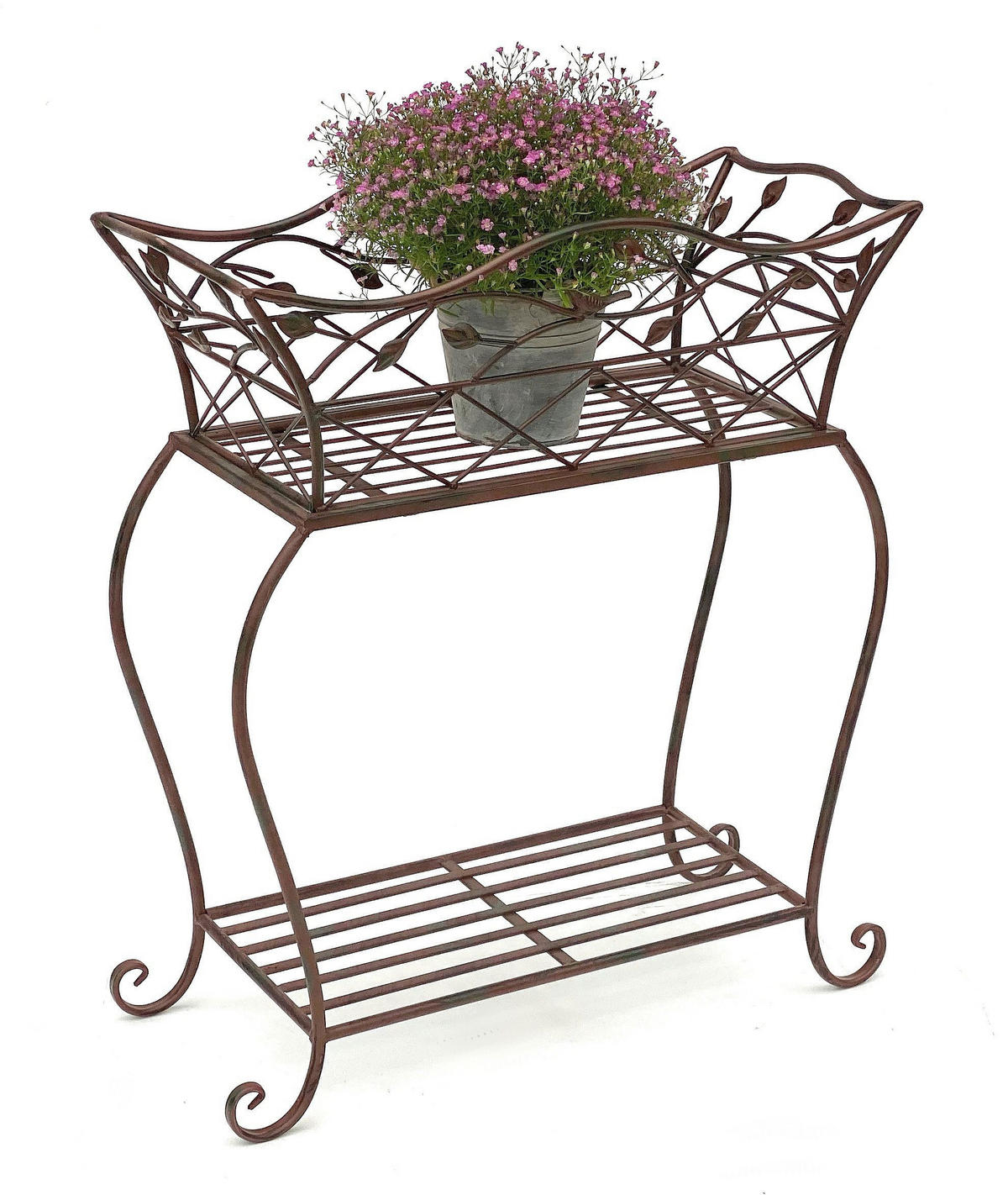BLUMENSTÄNDER mit Korb Braun Metall 66 cm 93980 S - Braun, Metall (58/66/23cm) - DanDiBo