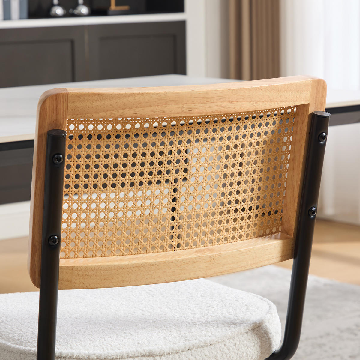 SCHWINGSTUHL DE-36881 2er-Set mit Rattan-Rückenlehne und Chenille-Sitz Elfenbein - Creme, Metall (58/86/46cm) - ComfortXL