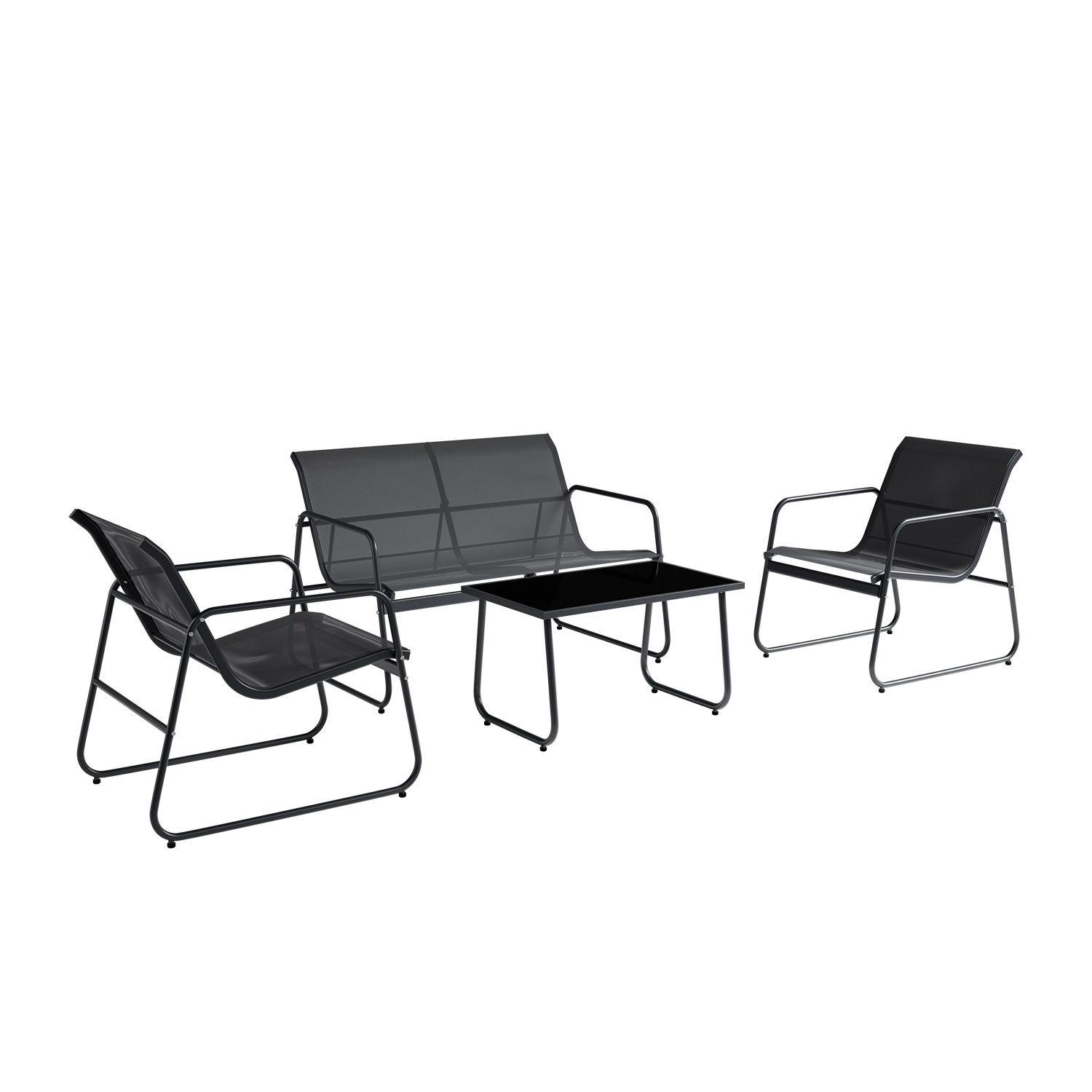 GARTENMÖBELSET Genua 4-tlg. Anthrazit - Anthrazit, Metall - Juskys