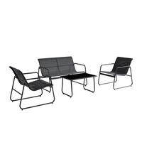 GARTENMÖBELSET Genua 4-tlg. Anthrazit - Anthrazit, Metall - Juskys