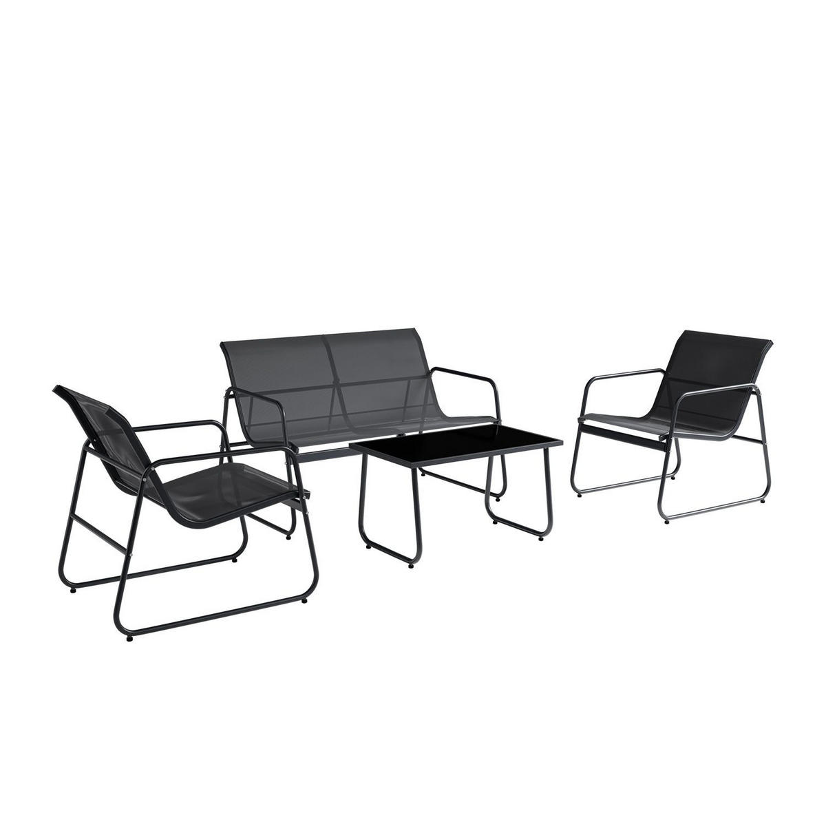 GARTENMÖBELSET Genua 4-tlg. Anthrazit - Anthrazit, Metall - Juskys