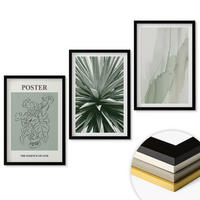 WANDBILDER 3er-Set - 40x60 cm Schwarzer Rahmen - Pflanzenmuster in Grün - Schwarz, Kunststoff (40/60cm) - ArtPrintCave