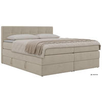 BOXSPRINGBETT SOLVEN KING 160/200 - Creme Jersey - Topper T25 - H4 - Creme/Schwarz, Kunststoff/Textil (160/200cm) - MKS