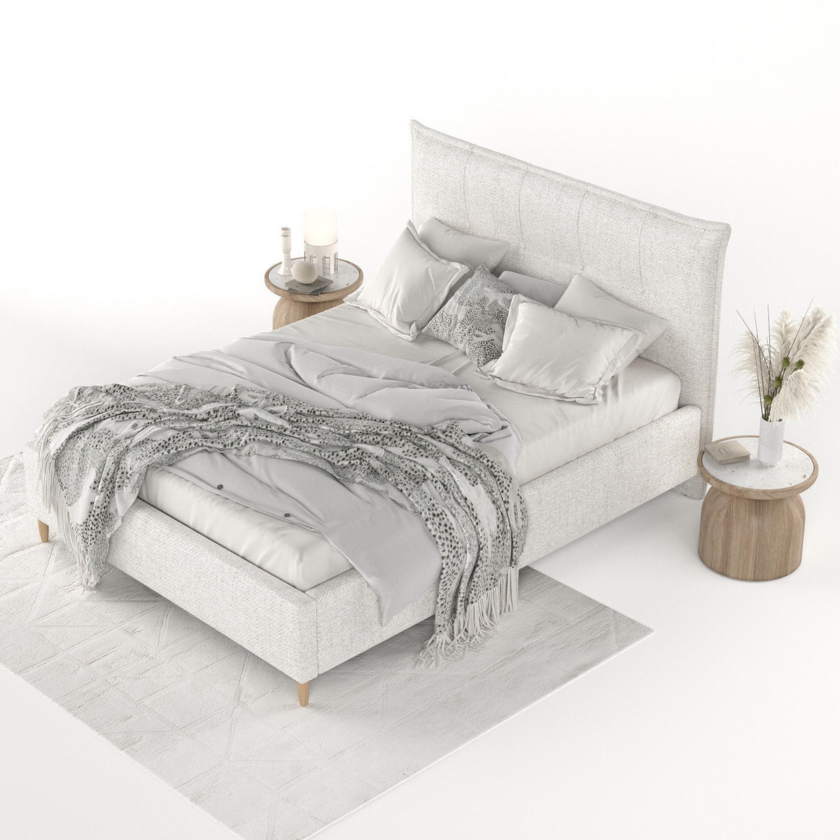 POLSTERBETT Plaza 180/200 cm Creme im Neve Stoff - Creme/Naturfarben, Holz/Holzwerkstoff (180/200cm) - AltaBeds