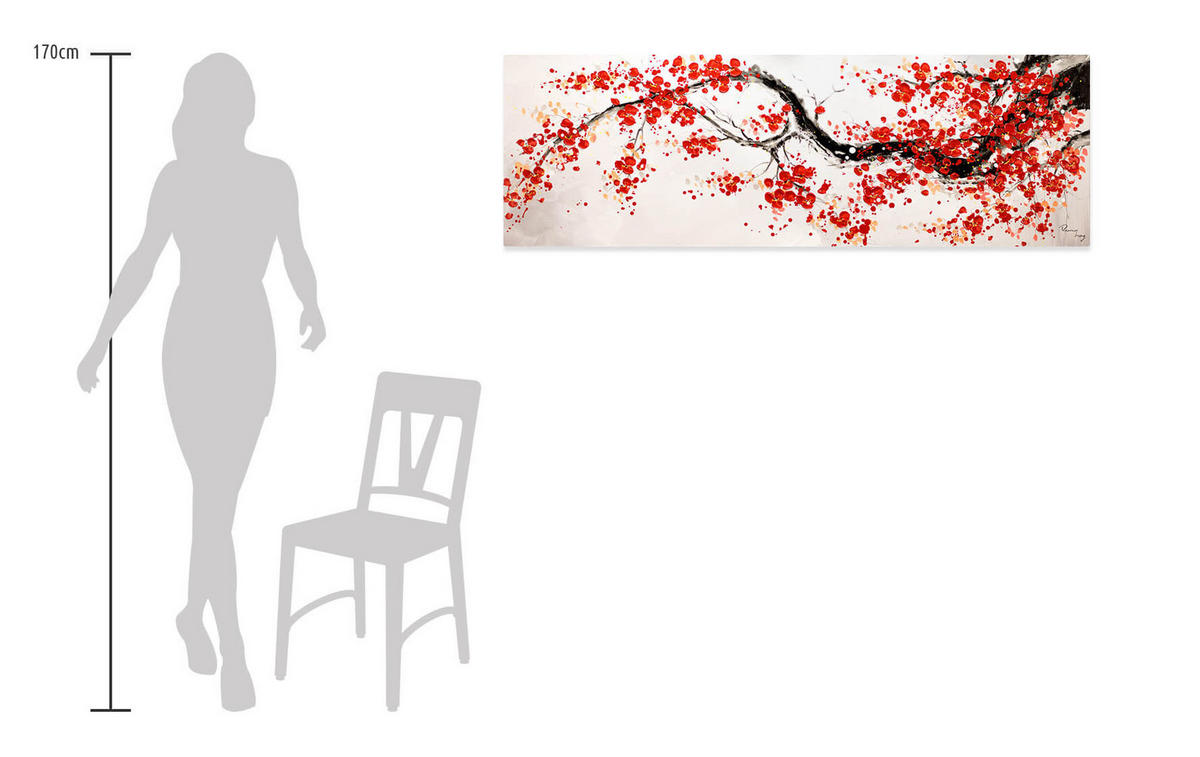 ÖLGEMÄLDE 150/50 cm - Rot/Weiß, Holz/Textil (150/50cm) - KUNSTLOFT