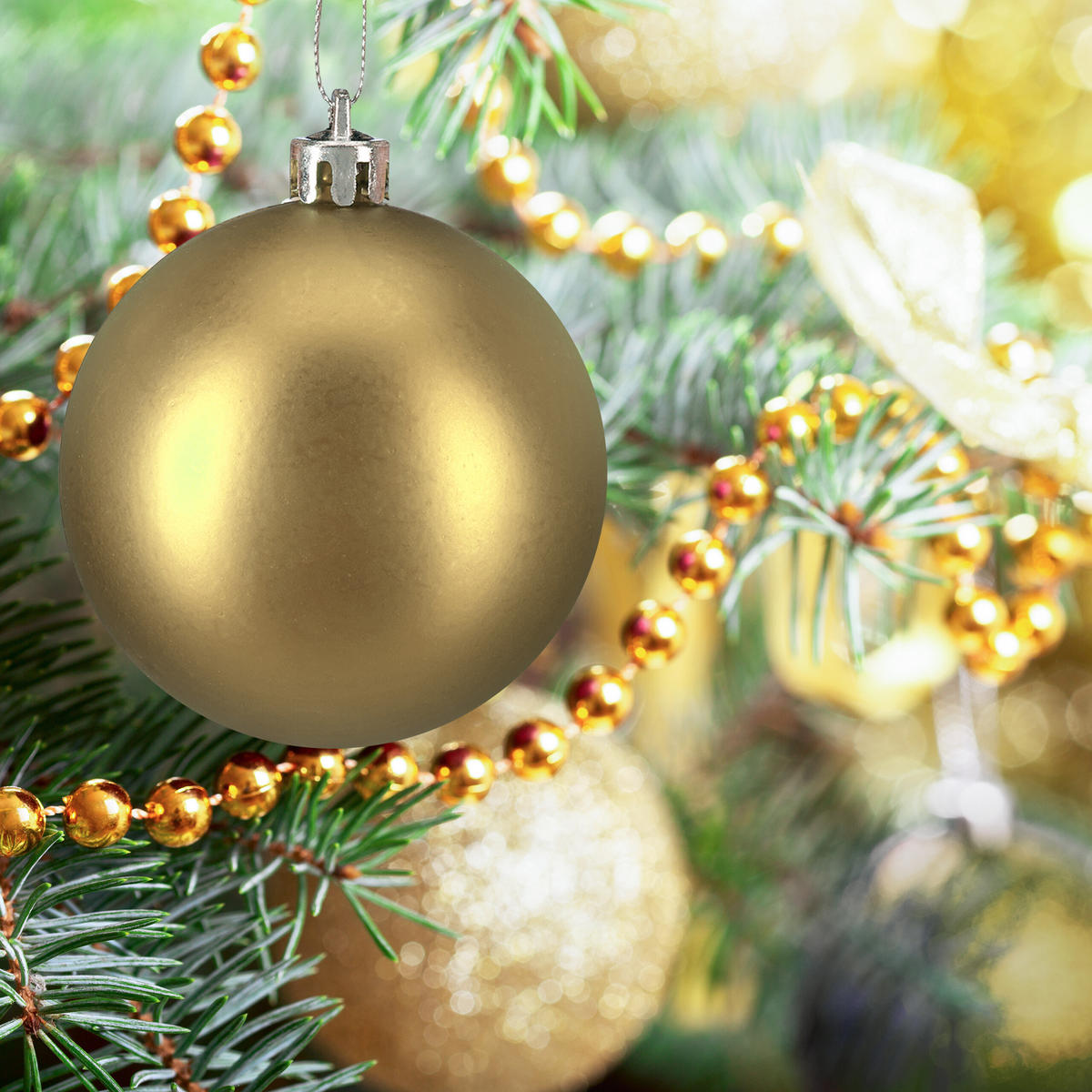 100XWEIHNACHTSKUGELN - Goldfarben, Kunststoff (6/7/6cm) - Relaxdays