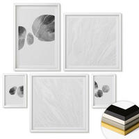 WANDBILDER 5er-Set - 50x50 cm & 20x30 cm & 40x60 cm Weißer Rahmen - Abstrakte Kunst, Farbspritzer - Weiß, Kunststoff (40/60cm) - ArtPrintCave