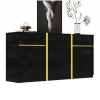 SIDEBOARD 160/40/78 cm in Schwarz Hochglanz mit 3 Türen & 2 Schubladen - Schwarz, Holzwerkstoff (160/78/40cm) - BEAOK