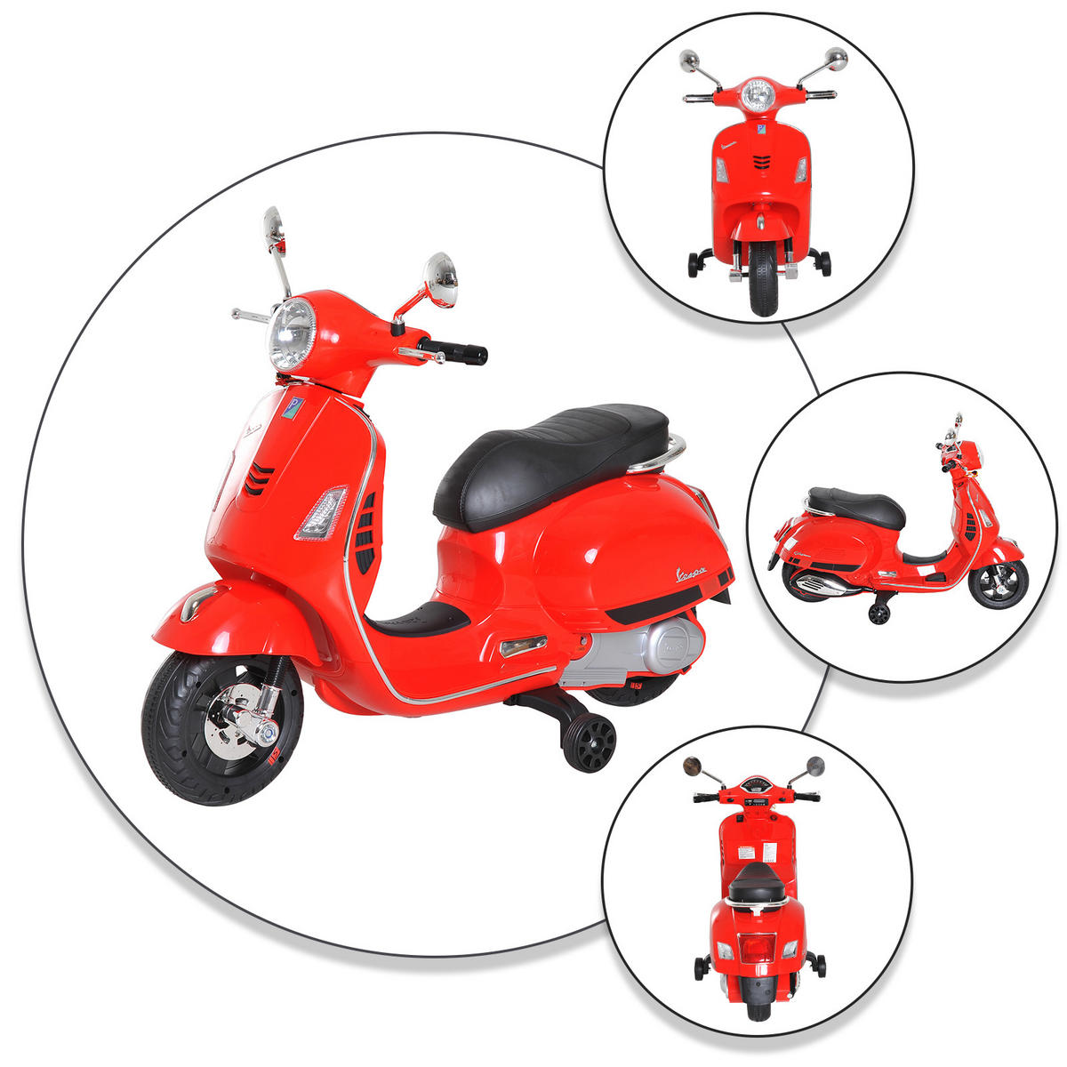ELEKTRO-KINDERAUTO DE-12989 Stützräder Rot - Rot, Kunststoff (102/50.5/75.5cm) - ComfortXL