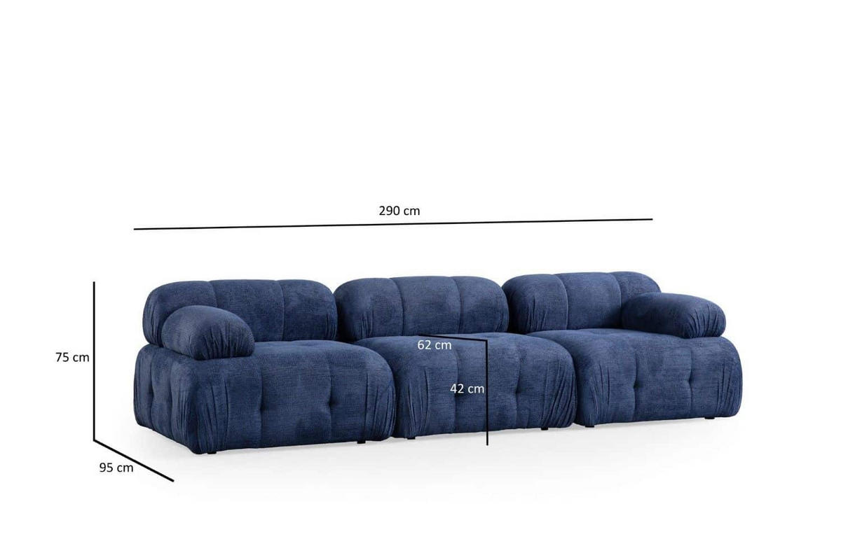 ECKSOFA inklusive Hocker - Blau/Schwarz, Holz/Kunststoff (290/160cm) - myHomelando