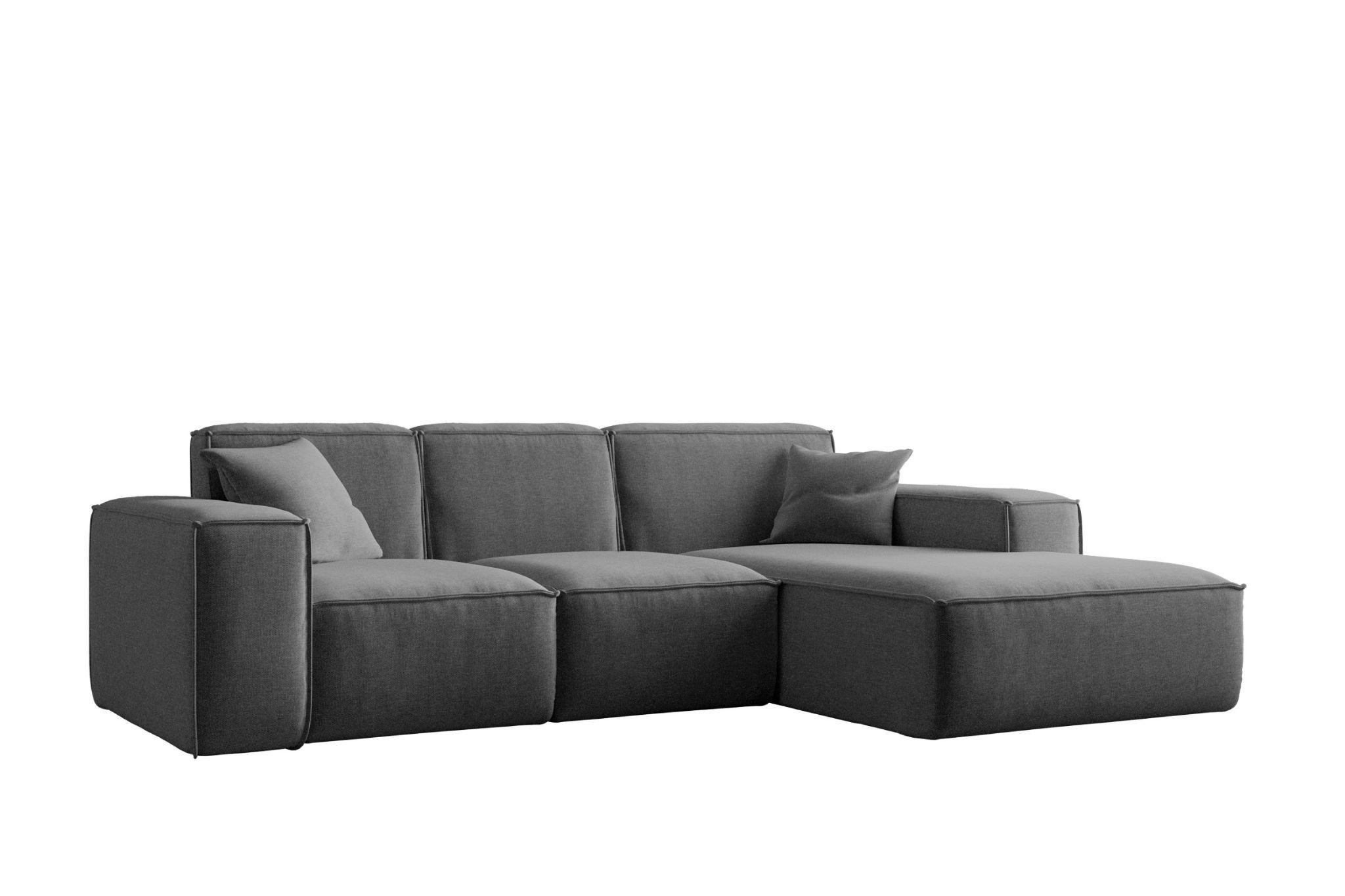 ECKSOFA L-Form Siena Stoff Maloy Graphit Rechts - Graphitfarben, Holz (266/165cm) - Kaiser Möbel