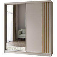 SKŘÍŇ s posuvnými dveřmi Nela 200/216/61 bílá se zásuvkami - bílá/černá, kompozitní dřevo (200/216/61cm) - Beautysofa