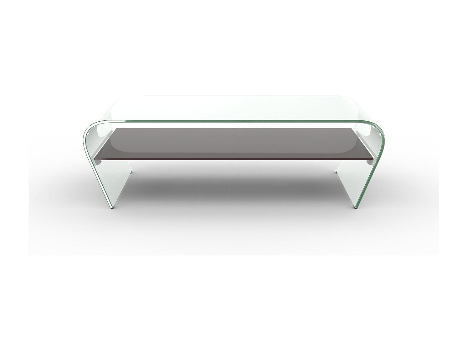 COUCHTISCH - 120 cm x 60 cm - Glas - Transparent, Schwarz - KELLY - Transparent/Schwarz, Glas (60/120/37cm) - Vente-Unique